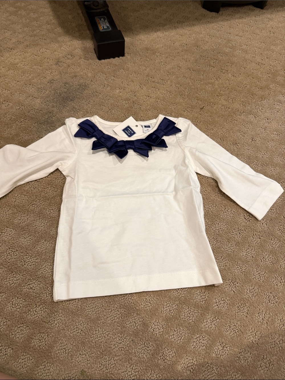 Janie and Jack White Top with Navy Bow
